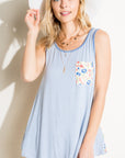 e Luna Plus Stripe Floral Pocket Tank Top