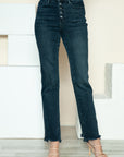 Judy Blue Full Size Button Fly Hem Destroy Straight Jeans