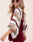 e Luna Waffle Striped Mix Kimono Top