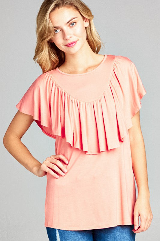 Solid Ruffle Detail Top - Online Only