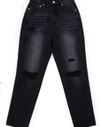 Lilou Black Distressed Straight Jeans