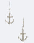 Cubic Zirconia Anchor Drop Earrings