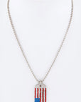 Crystal Pave U.S Flag Name Tag Necklace