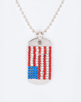 Crystal Pave U.S Flag Name Tag Necklace