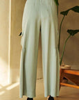 Davi & Dani Drawstring Ruched Detail Wide Leg Pants