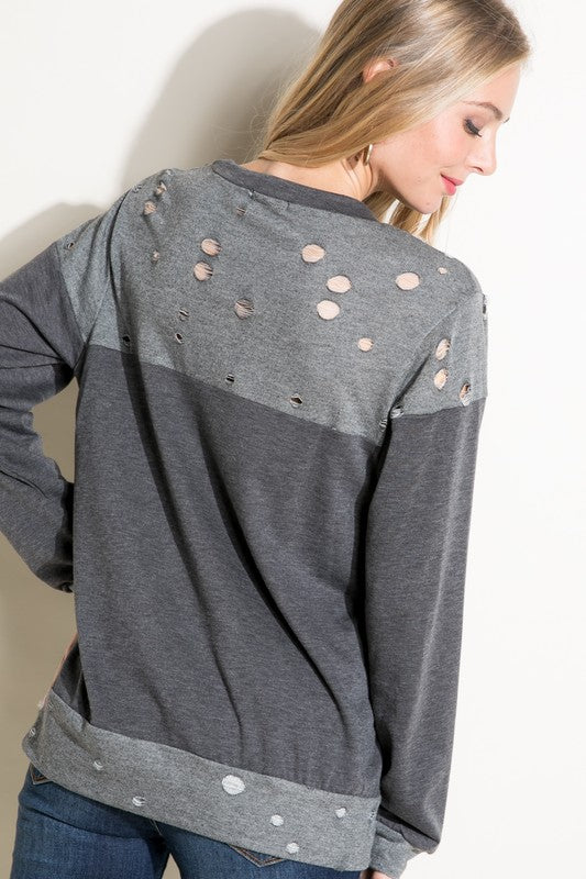 e Luna Distressed French Terry Sweatshirts