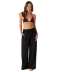 Black Wide Leg Drawstring Pants