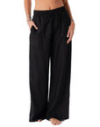 Black Wide Leg Drawstring Pants