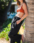 Black Wide Leg Drawstring Pants