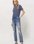 VERVET by Flying Monkey Stretch Boyfriend Jeans with Paint Splatter