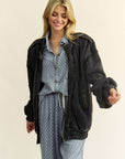 Davi & Dani Exposed Seam Zip Up Dropped Shoulder Jacket