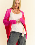 Davi & Dani Openwork Contrast Open Front Cardigan