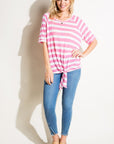 e Luna Striped Front Tie Top