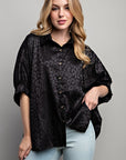 Light Satin Print Button Down Shirt