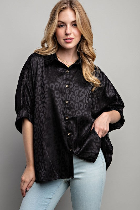 Sweet Generis Light Satin Print Button Down Shirt