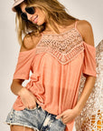 BiBi Front Crochet Lace Adjustable Strap Top