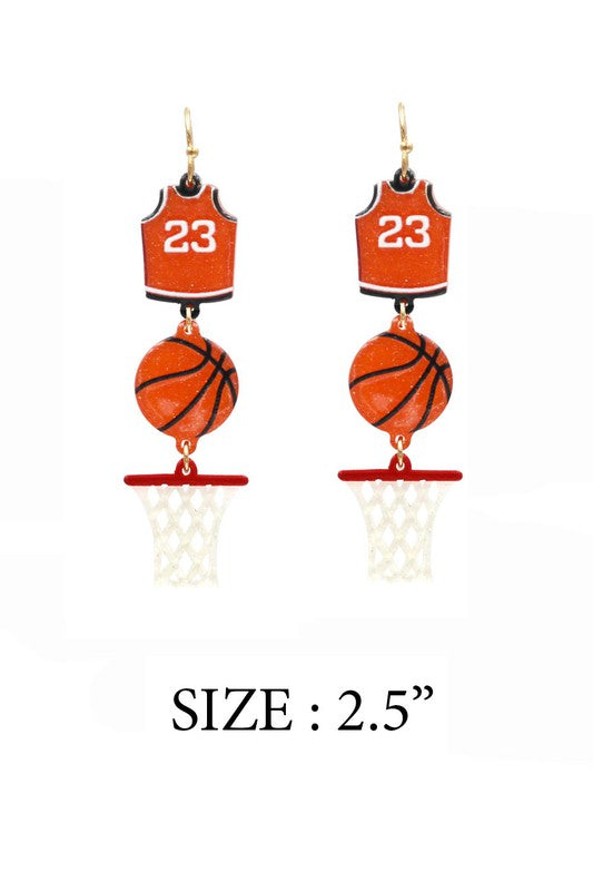 Sports Ball Uniform Acrylic Drop Hook Earrings - Online Only