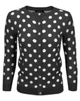 Polka Dot Jacquard 3/4 Sleeve Sweater Cardigan