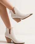 Beast Fashion Pointed Metal-Tip Toe Block Heel Ankle Boots