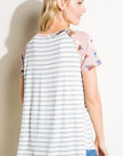 e Luna Striped Floral Mix Pocket Top