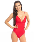 Red Scallop One Piece Swimsuit