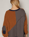 POL Color Block Half Zip Dropped Shoulder Sweatshirt