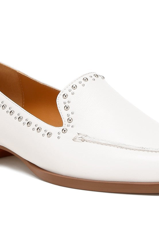 Wolferton Delicate Stud Detail Leather Loafers