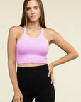 Zenana Washed Ribbed Seamless Cropped Cami Top