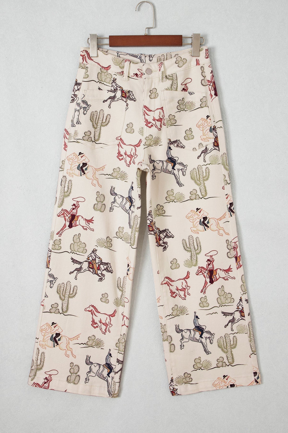 Prairie Rider Western Print Straight Leg Jeans