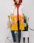 Celeste Full Size Floral Color Block Open Front Cardigan