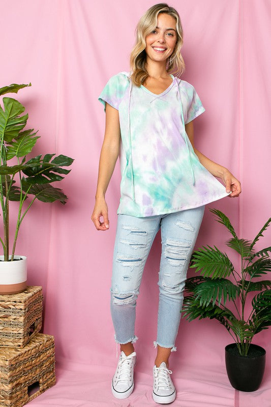 e Luna Tie Dye Thermal Hoodie Top