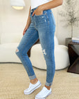 Judy Blue Full Size Mid Rise Destroy & Cuff Skinny Jeans