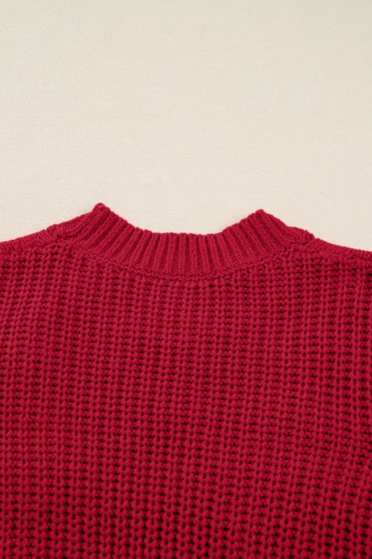 Christmas Plaid Lace-Up Puff Sleeve Sweater