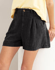 HYFVE High Waist Pleated Linen Shorts