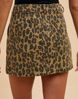 Annie Wear Leopard Denim Mini Skirt