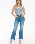 bytos Raw Hem Distressed Mid Rise Crop Jeans