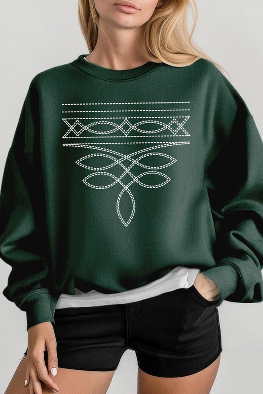 Western Boot Stitch Graphic Plus Sweatshirt