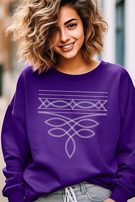 Western Boot Stitch Graphic Plus Sweatshirt