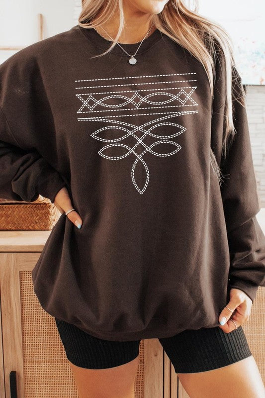 Western Boot Stitch Graphic Plus Sweatshirt