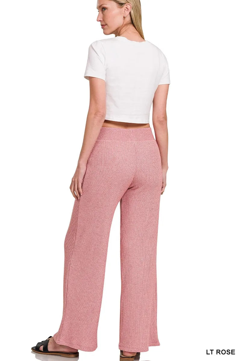 Zenana Sweater Boxy Top & Long Pants Set in Rose