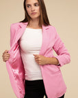 ZENANA Woven Long Sleeve Open Front Classic Blazer