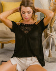 BiBi Front Crochet Lace Adjustable Strap Top