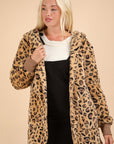 VERY J Fuzzy Leopard Long Sleeve Hooded Jacket