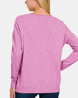 Zenana Front Seam Round Neck Sweater