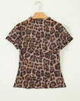 Western & Leopard Mesh Short Sleeve Top