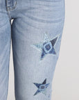 Artemis Vintage | Star Patch DTF Print Double Waist Bootcut Jeans - My Pampered Life Seattle