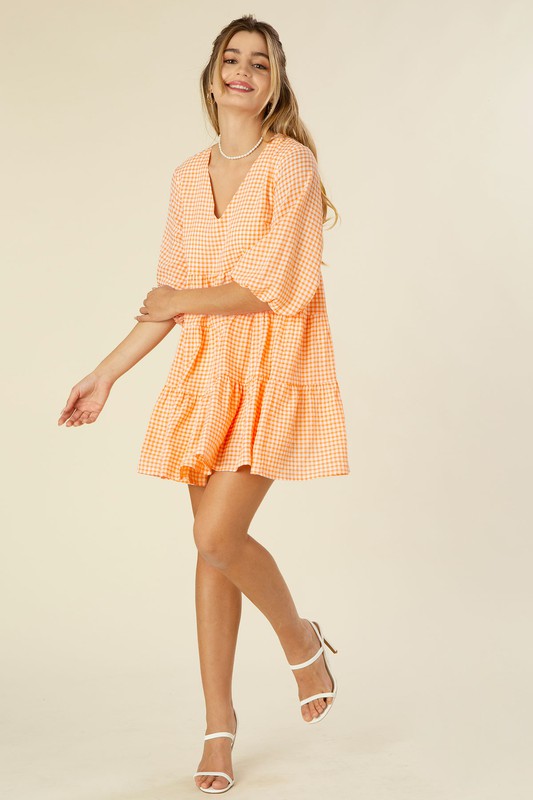 Gingham Checkered Tiered Dress - Online Only