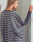 e Luna Stripe Mix Oversized Tunic Top