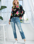 Allover Floral Lantern Sleeve Top