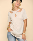 Celeste Full Size Crisscross Cutout Short Sleeve T-Shirt